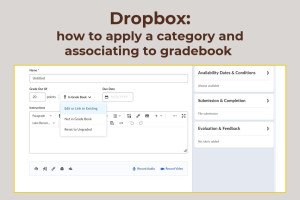 Dropbox: how to apply a category and associating to gradebook