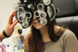 student in vision clinic