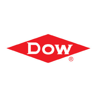 DOW logo in red and white.