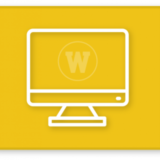 Yellow button with desktop computer icon with WMU W on screen