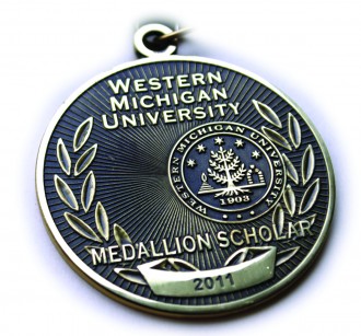 The Medallion, which is given to Medallion Scholars. It features the WMU seal and the year the award is given.
