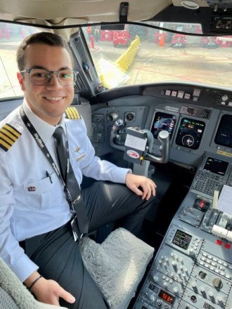 Honors college alumnus in the cockpit.