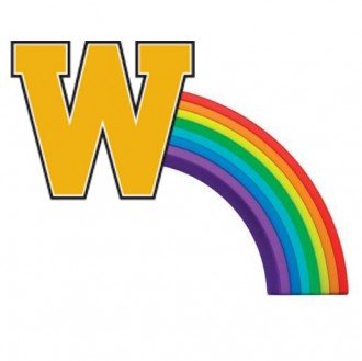 WMU gold W with rainbow
