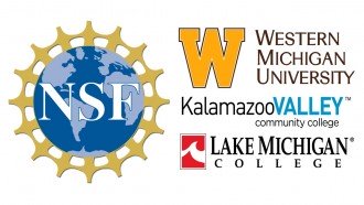Logo of the National Science Foundation, WMU and Lake Michigan college