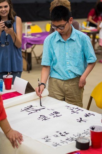 Calligraphy demonstration.