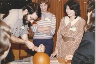 Bob Dlouhy carving a pumpkin
