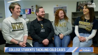 A screenshot featuring four WMU students appearing on the "Today Show."