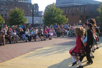 Photo of Irish dancers at a festival.