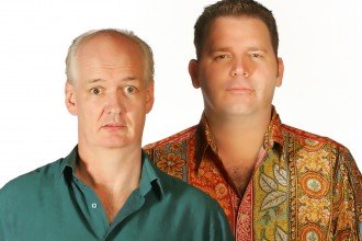 Photo of comedians Colin Mochrie and Brad Sherwood.