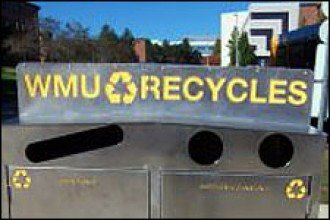 Photo of WMU recycling bin.