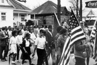 Photo of 1965 voter registration march in Alabama.