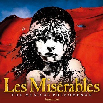 Photo of artwork that reads Les Miserables, the musical phenomenon, lemiz.com.