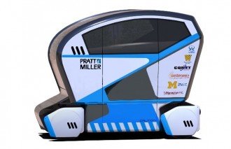 A rendering of the autonomous electric shuttle 