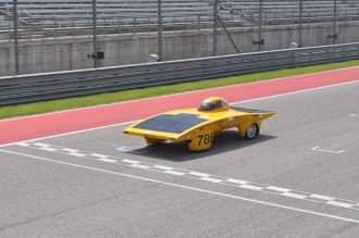 Photo of WMU's Sunseeker "Farasi" solar race car.