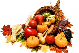Stock photo of a Thanksgiving cornucopia