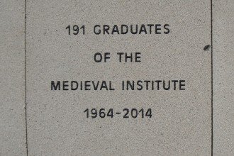 The Medieval Institute's paving stone at Heritage Hall: 191 graduates of the Medieval Institute, 1964-2014.