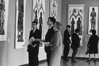 An exhibition of brass rubbings at the 1968 conference on medieval studies.