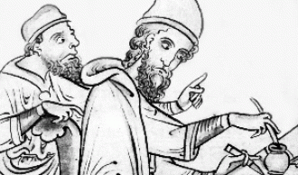 Image of Plato and Socrates from a medieval manuscript.