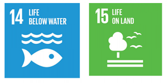 Icons for life below water and life on land