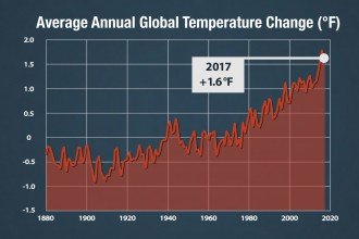 Global temperature change graph.