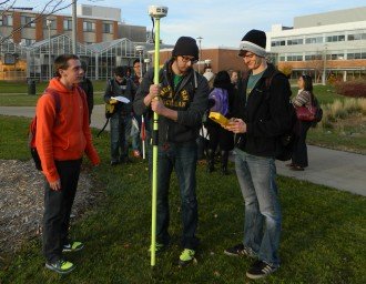 Students using remote sensing equipment at WMU