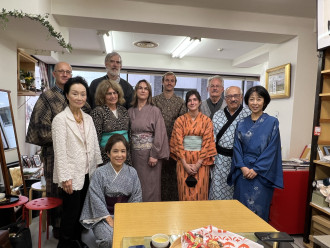 WMU faculty and grad students in Kimono shop in Ginza in Japan