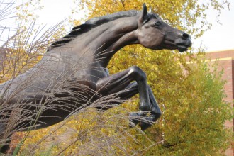 WMU Bronco statue.