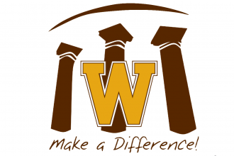 WMU Make a Difference Award logo showing three brown building columns behind a gold "W."