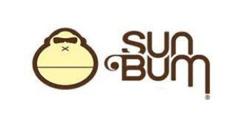 The Sun Bum logo is light yellow and light brown.