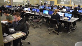 Students working in a WMU computer lab.