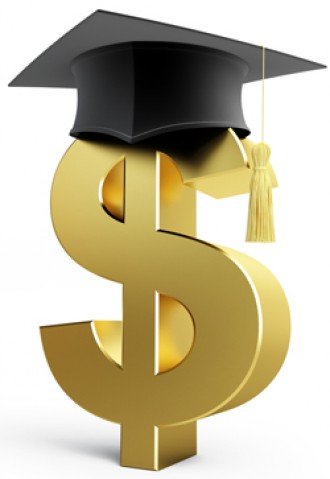 Graphic of a dollar sign wearing a diploma.