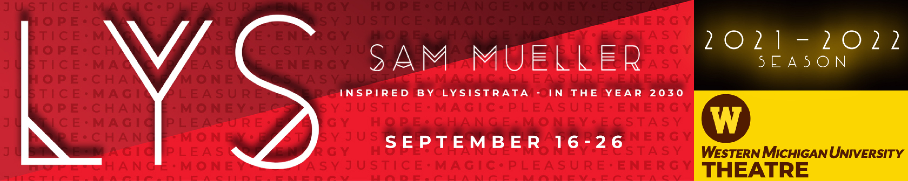 Red graphic that reads LYS by SAM MUELLER
