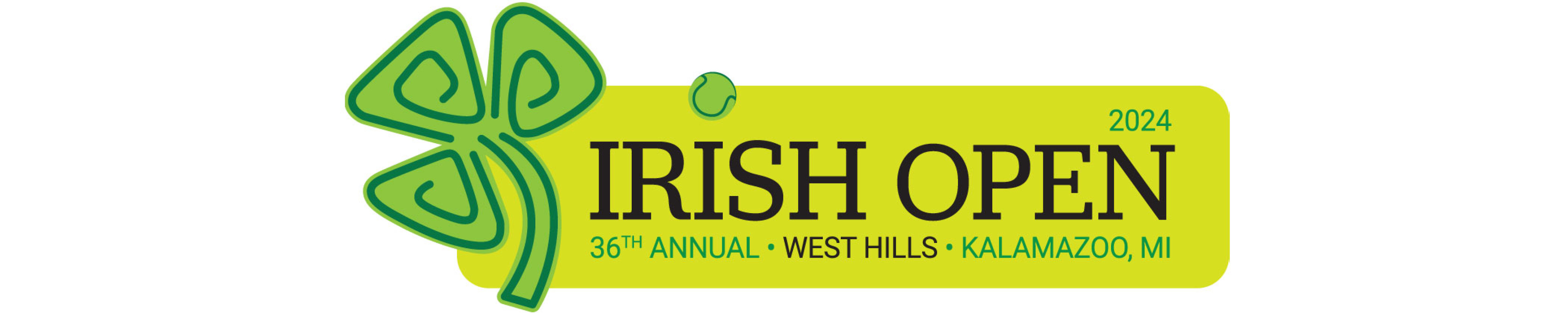 Irish Open Logo with a clover leaf and wording