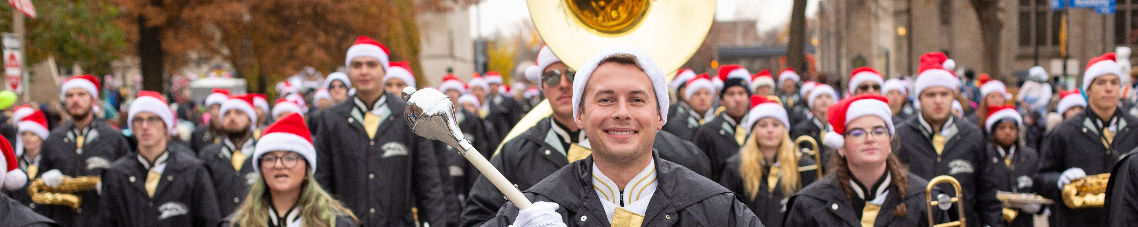 WMU Christmas themed marching band.