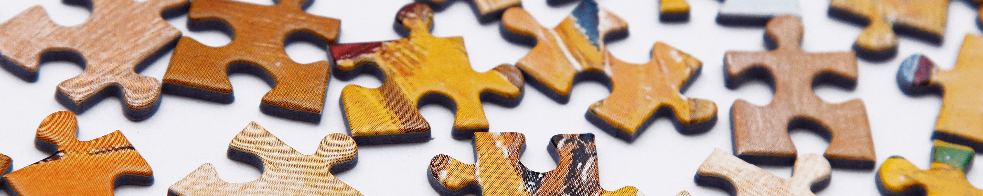 a collection of jigsaw puzzle pieces