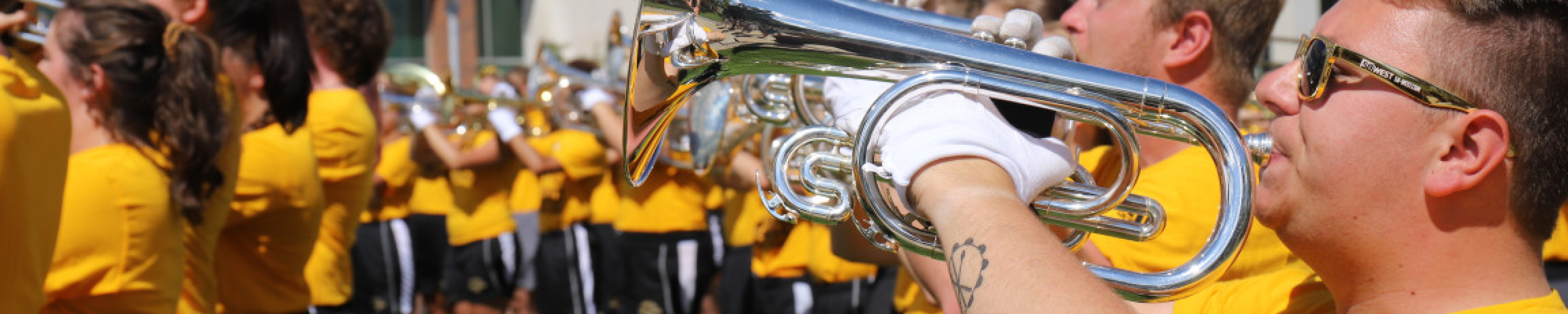 WMU marching band performs at Sangren Plaza