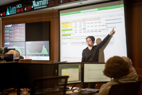 Class is in session in the Greenleaf Trust Trading Room. 