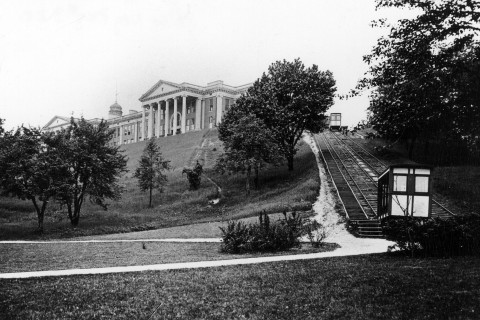 black and white photo of east hall