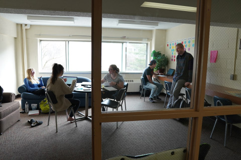 Students in a study room in Valleys.