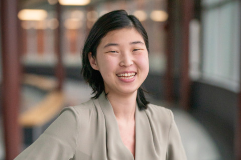 Student smiling at camera