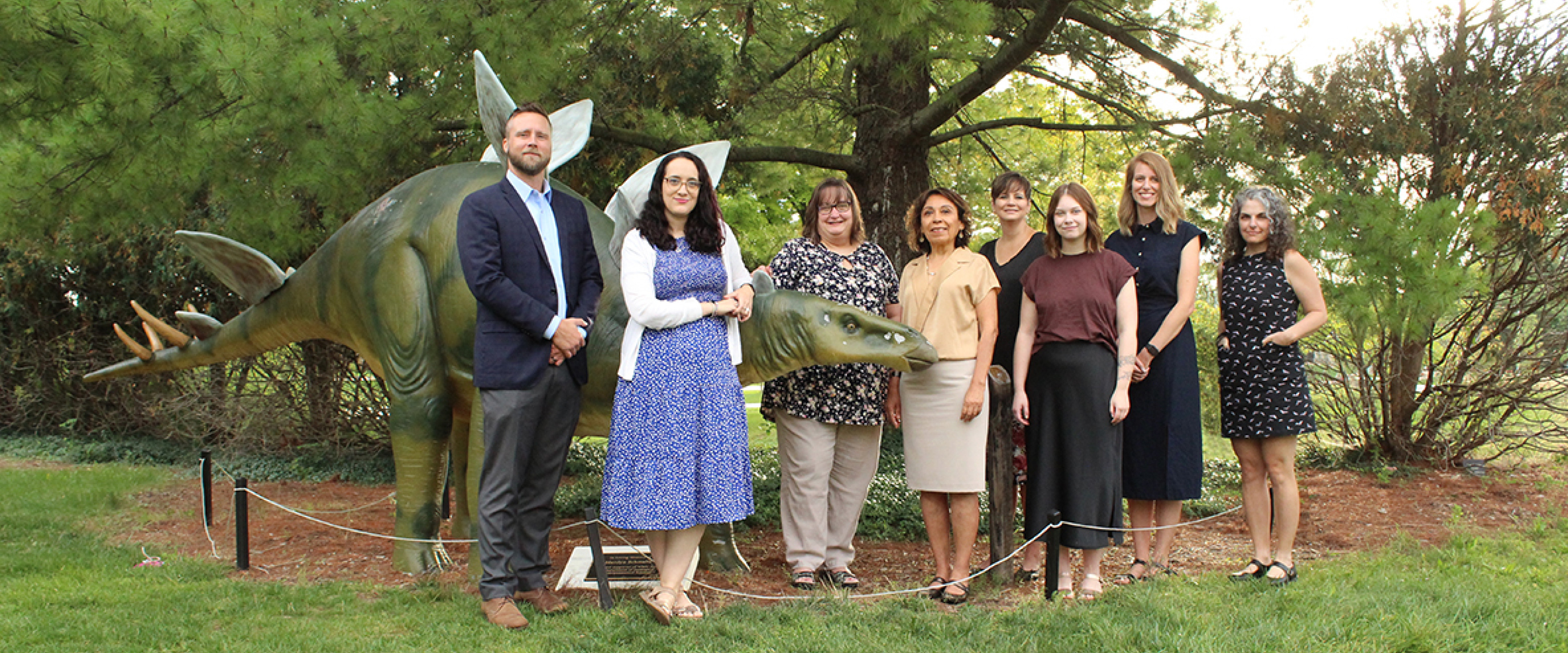 Lee Honors College Staff with Steve the Stegosaurus