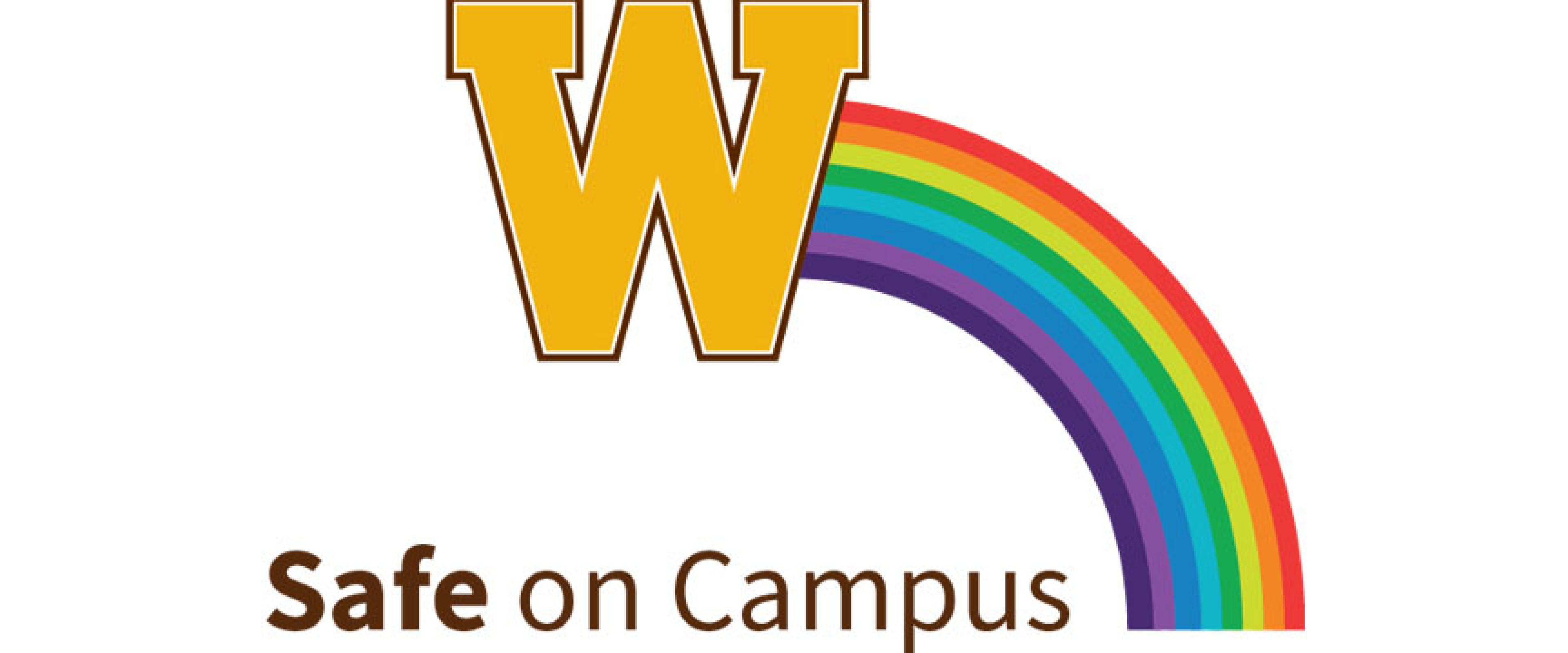 W with rainbow arch and "Safe on Campus" written below