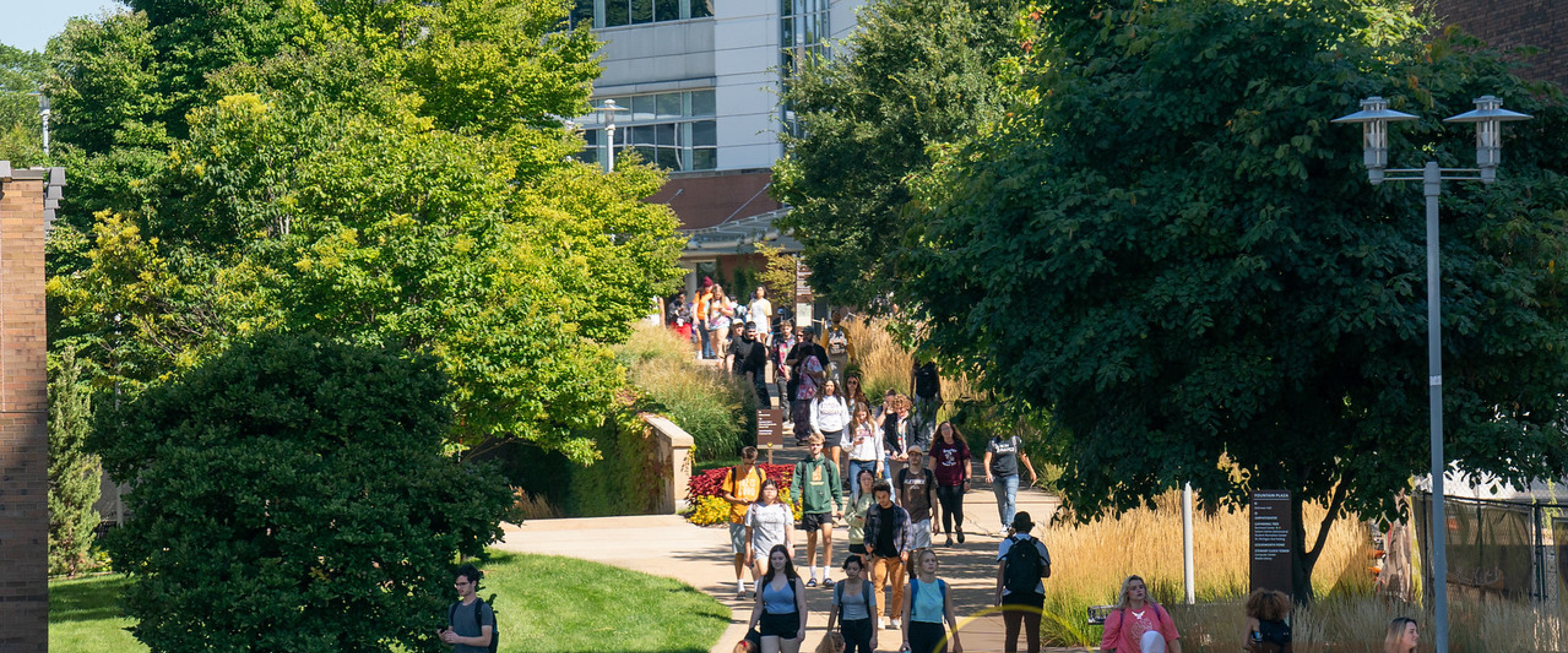 Students walking outside on WMU's campus