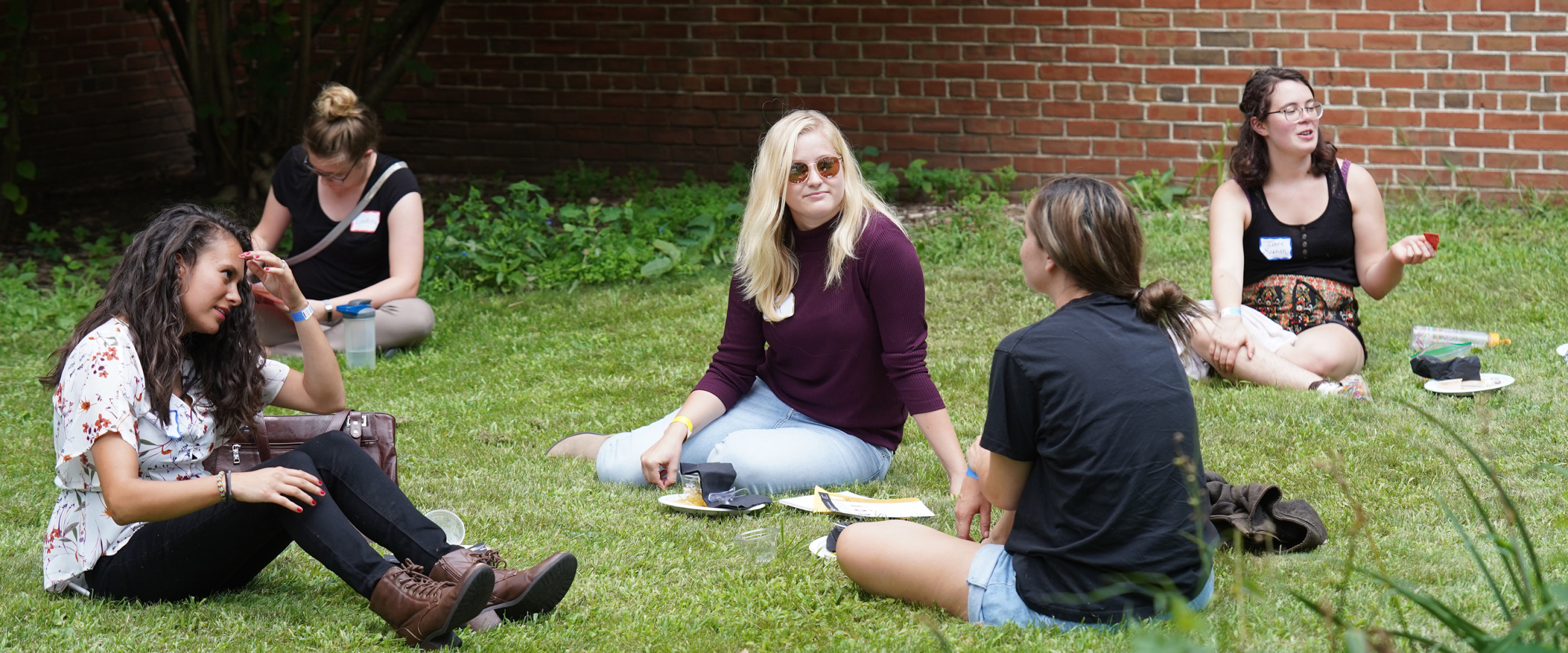 Students relaxing outside