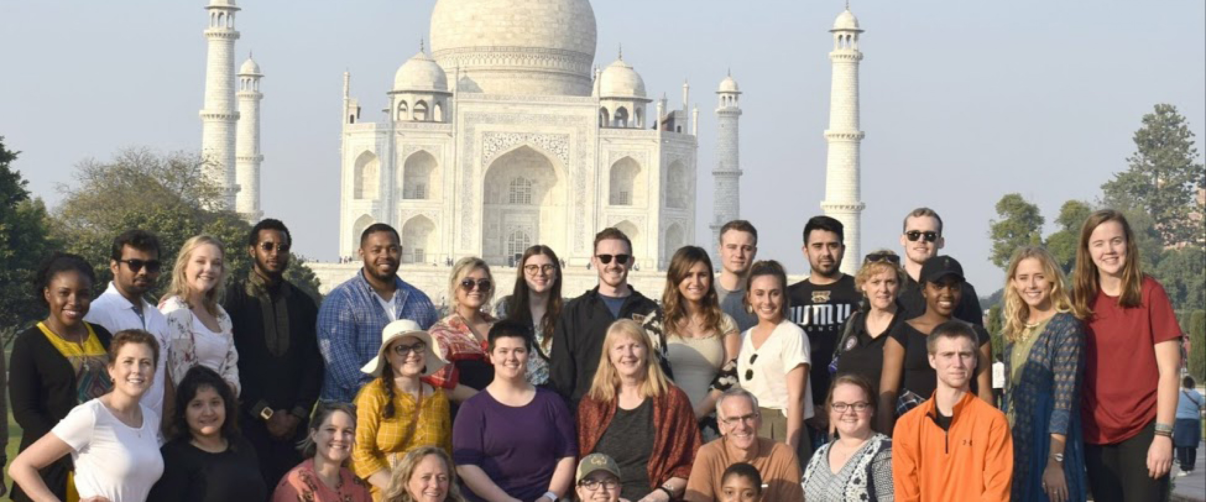 students in front of Taj Mahal