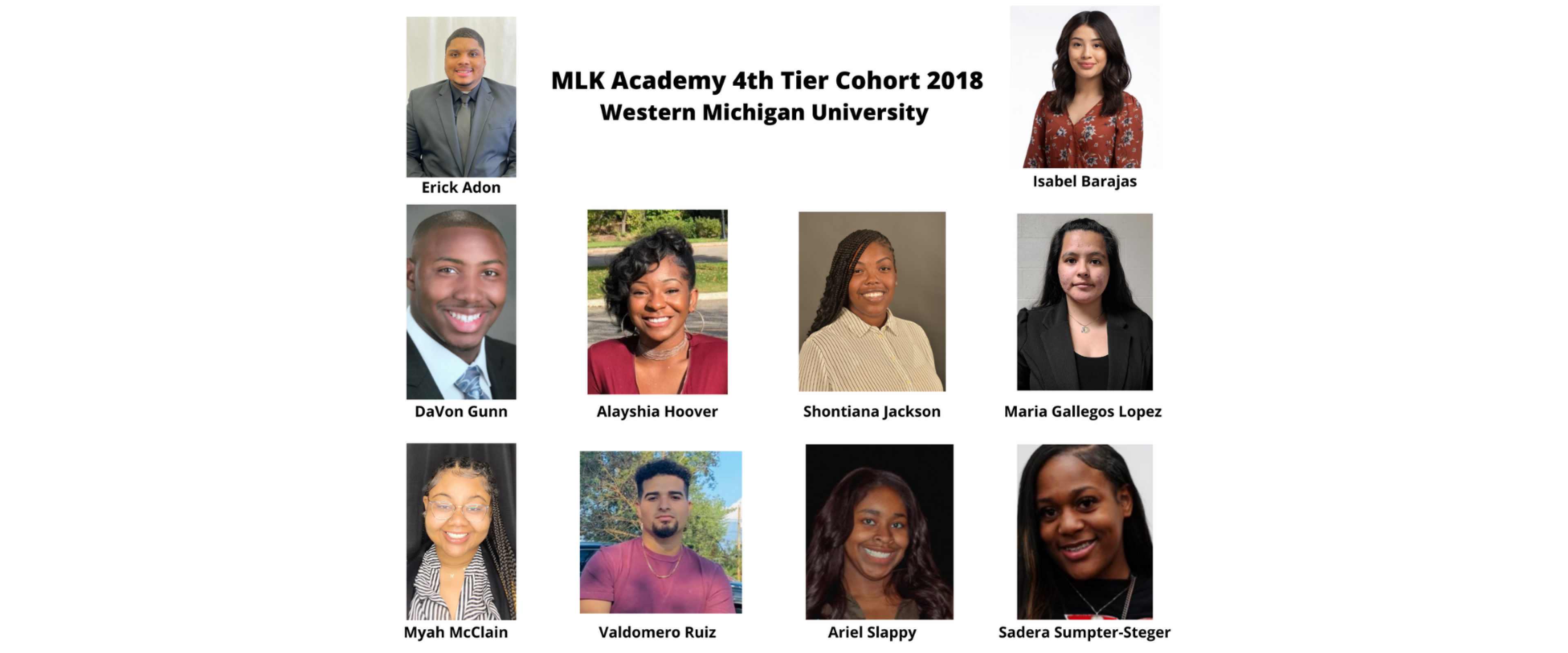 A collage of 10 students who are fourth tier MLK scholars in the 2018 cohort.