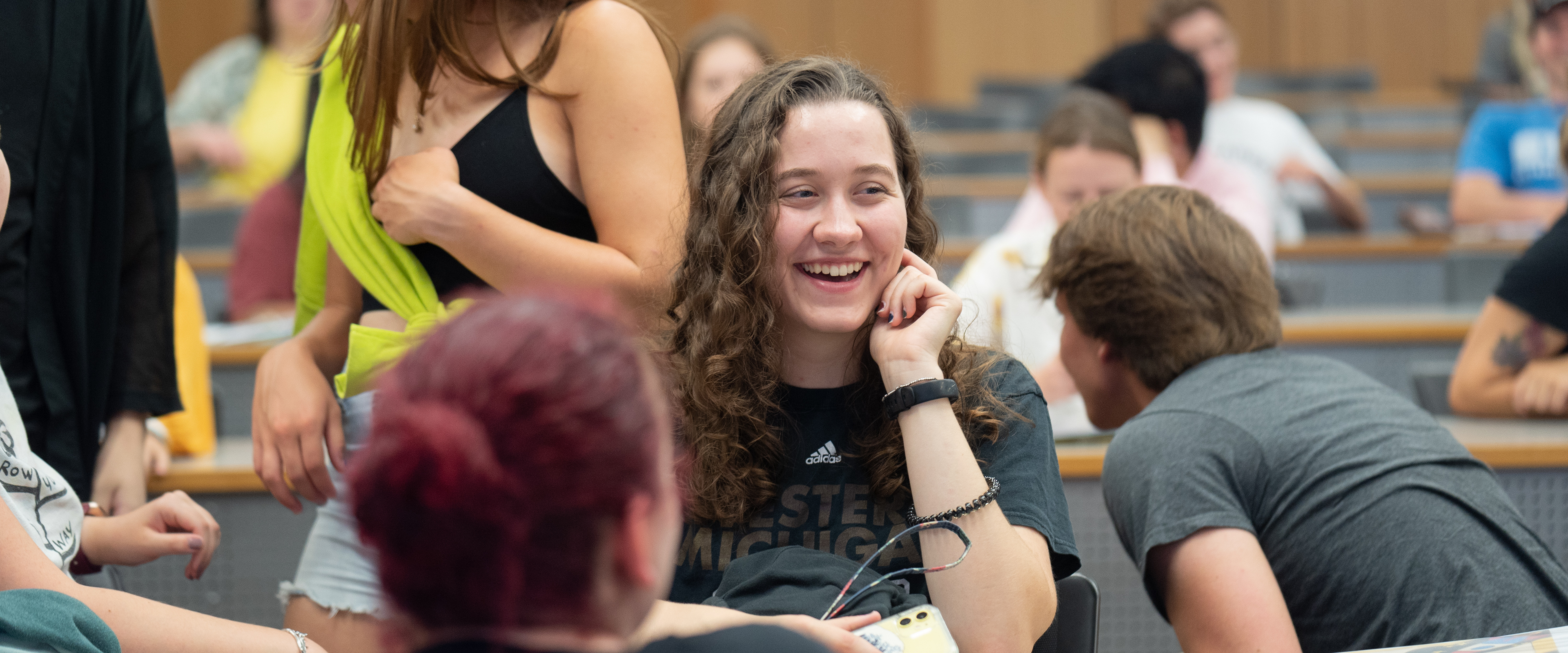 Student laughing during an activity in class