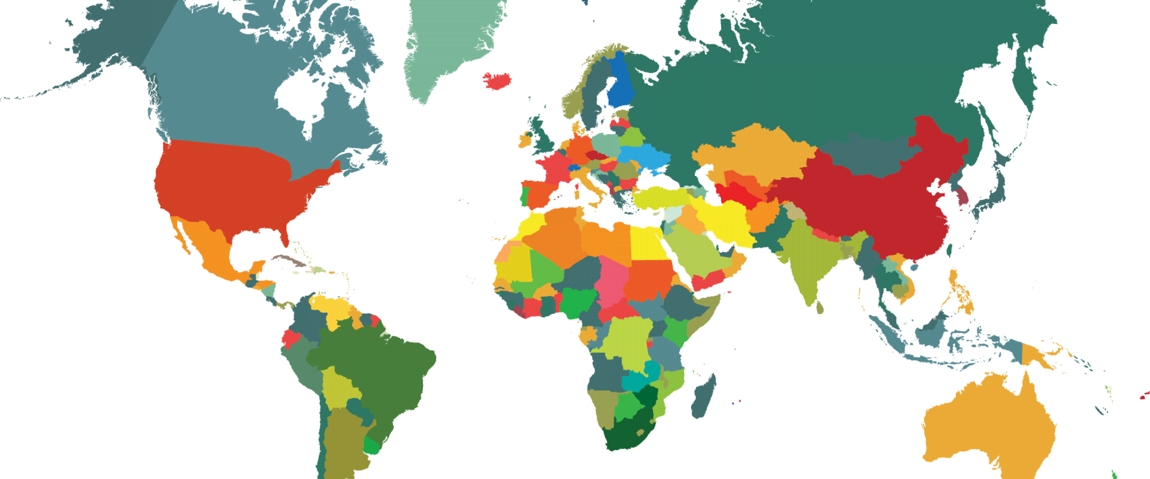 Colorful map of world
