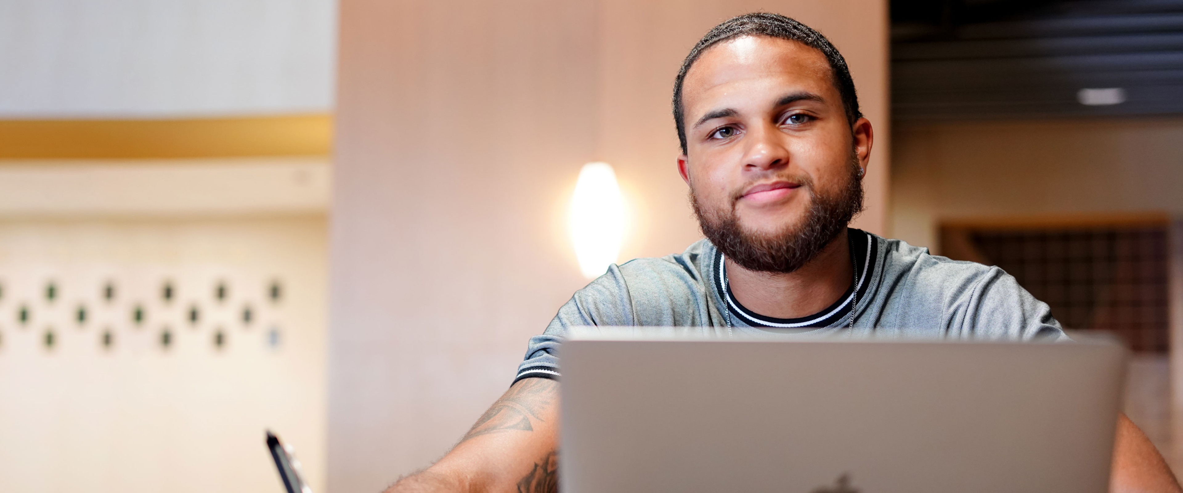 Man studying with laptop