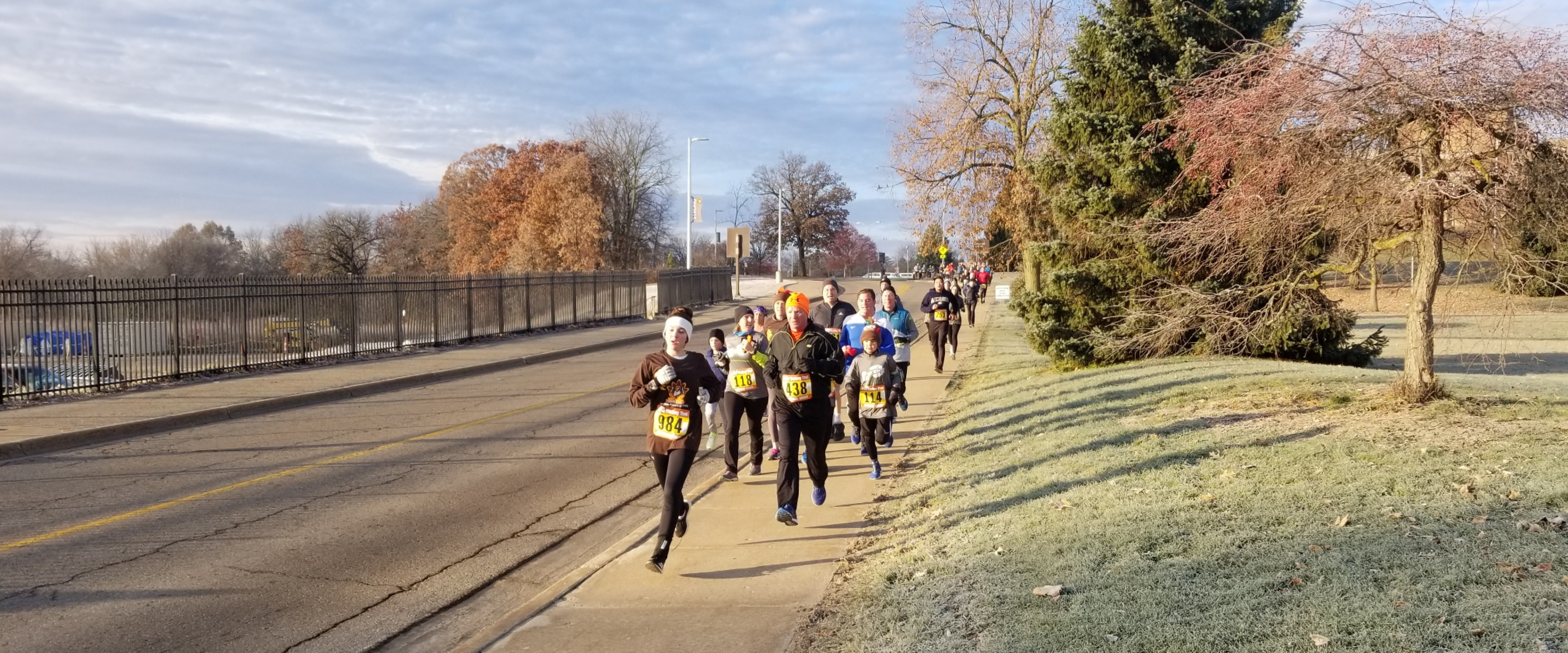 Participants running the Turkey Trot race on the course